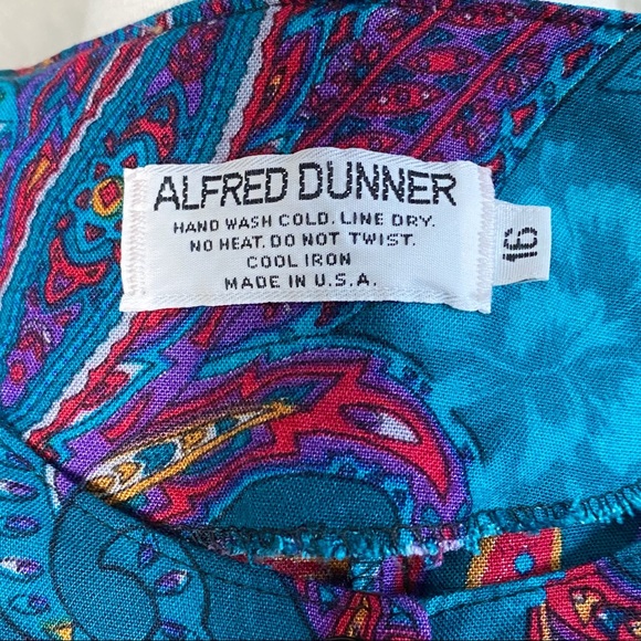 Vintage 80’s Teal Paisley Print Button Front Top L - Picture 7 of 7